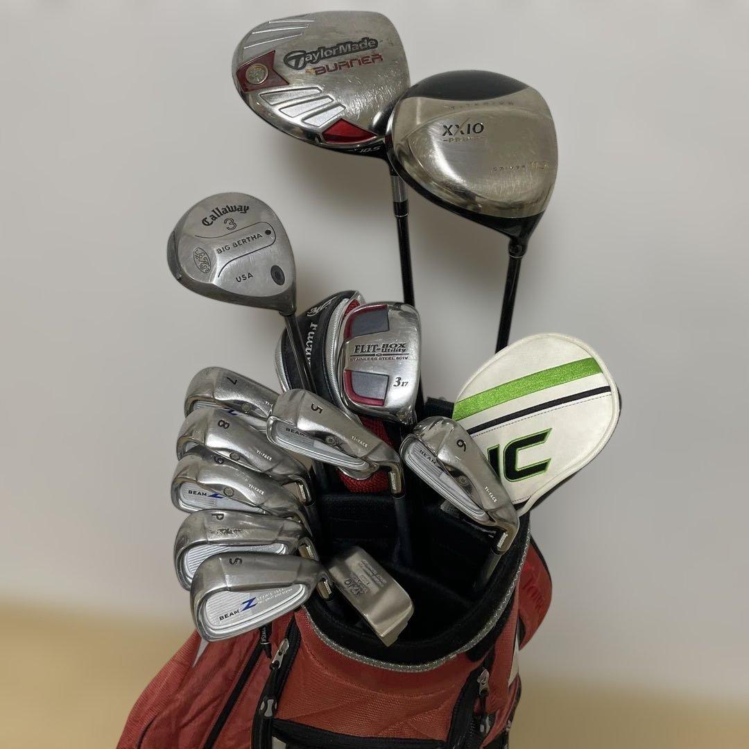ゴルフクラブセット 右利き テーラーメイド他12本セット キャディバッグ付