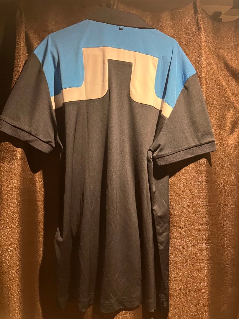 J.LINDEBERG ポロシャツ Lサイズ ネイビー/水色