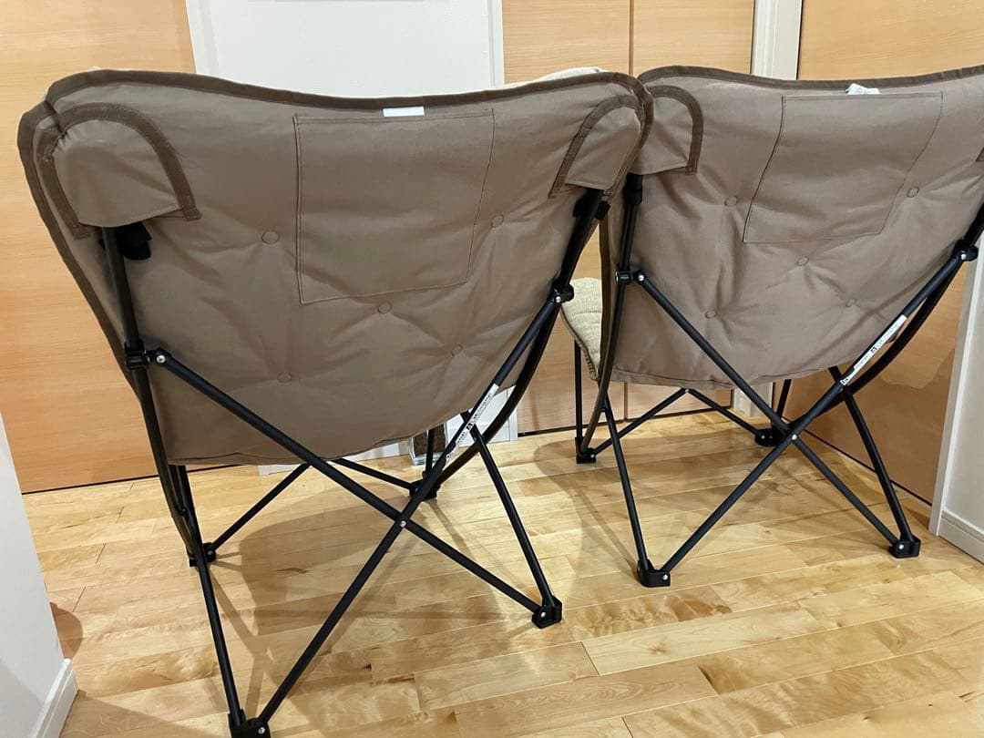グレー系ファブリック折りたたみチェア2脚セット