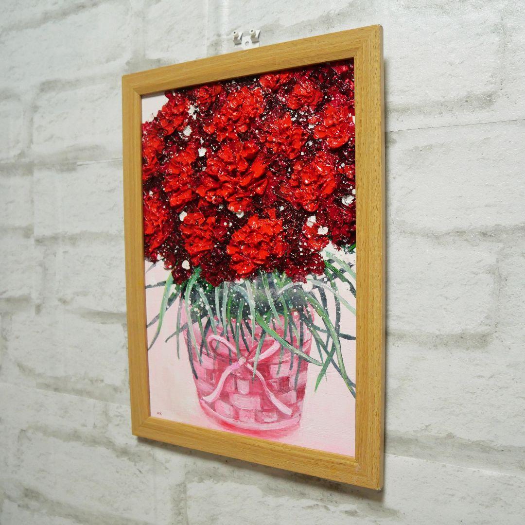 油絵 油彩 油彩画 絵 絵画【赤いカーネーション】