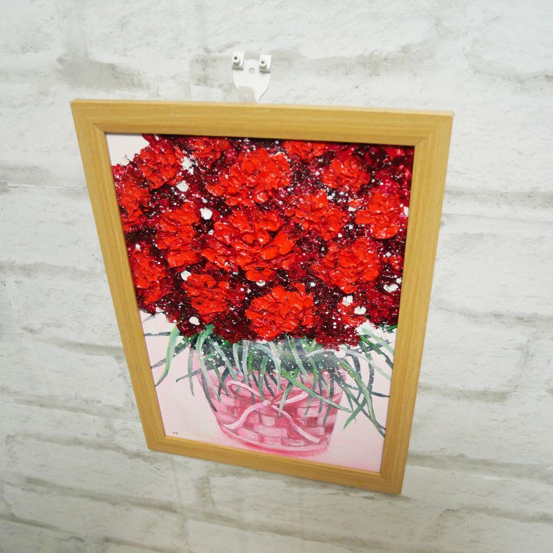 油絵 油彩 油彩画 絵 絵画【赤いカーネーション】