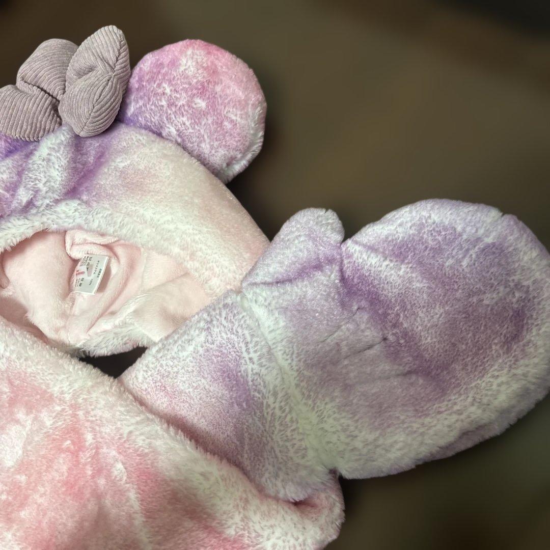 ディズニー　ミニー　マフラーキャップ　ファンキャップ　ピンク　紫