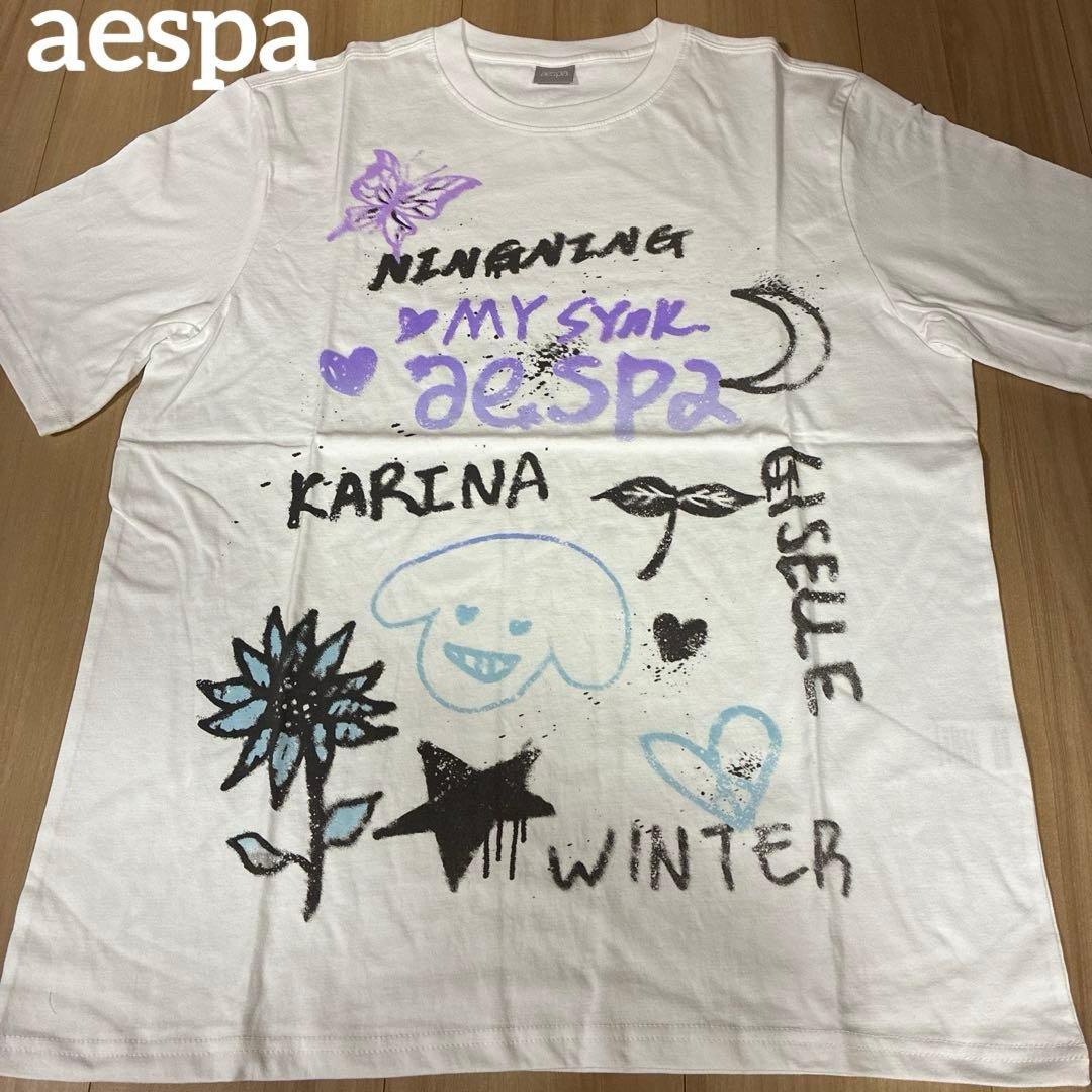 【希少】aespa ファンミ HANDWRITING T-SHIRT 白　夏
