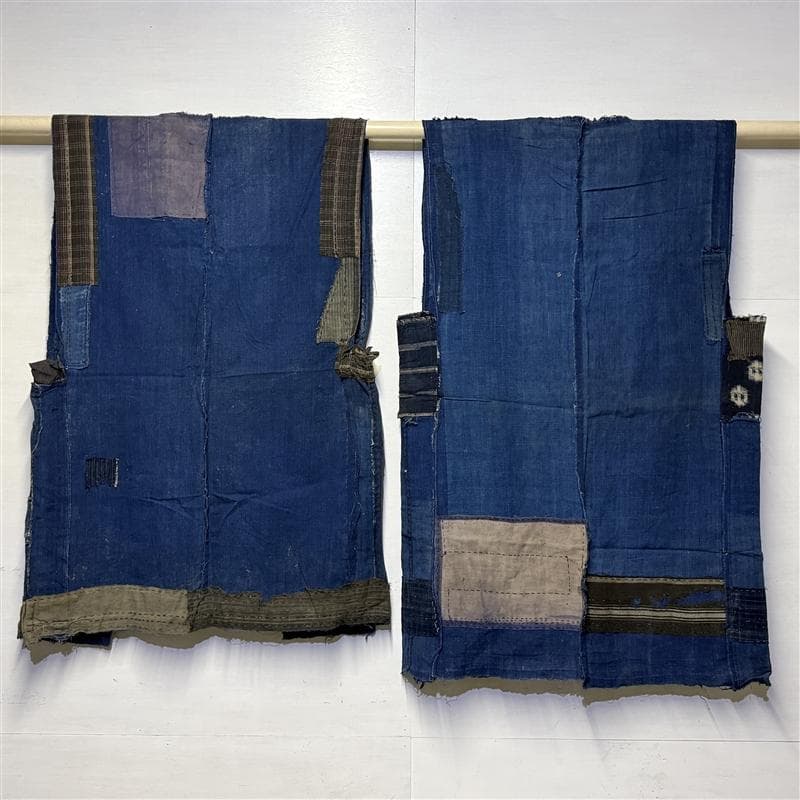 古布 木綿 藍染 刺子 継ぎ接ぎ 襤褸 ② チョッキ裏地 2点 boro