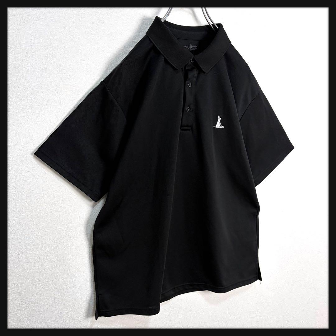 【美品】FR2 ゴルフ バックロゴ 刺繍ロゴ ポロシャツ ブラック ゴルフウェア