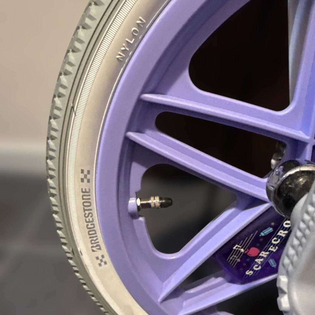 BRIDGESTONE 一輪車 紫色 プロテクター肘膝ネットバッグ　スタンド付き