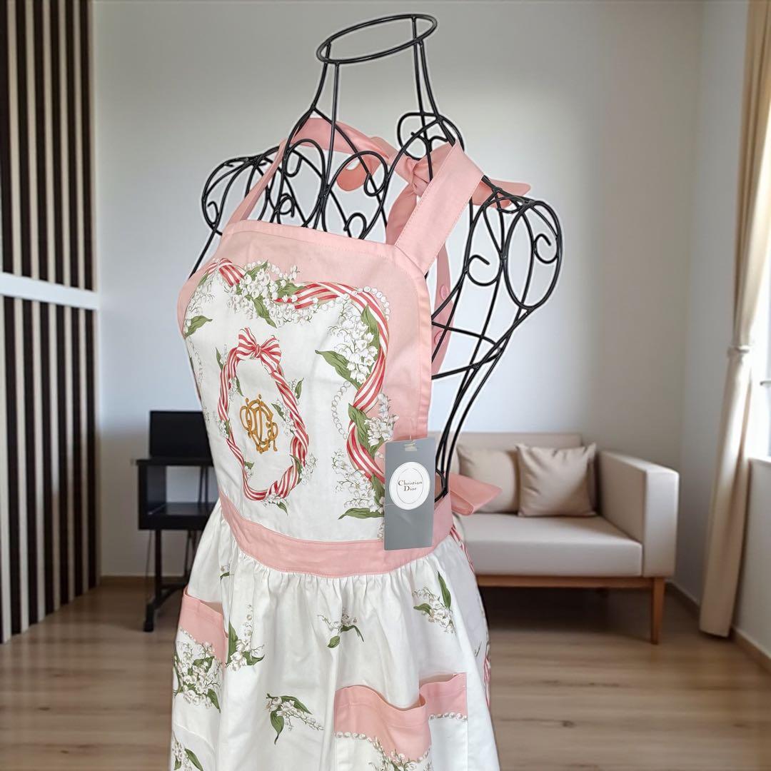 Christian Dior ディオール タグ付き すずらん柄 エプロン ピンク