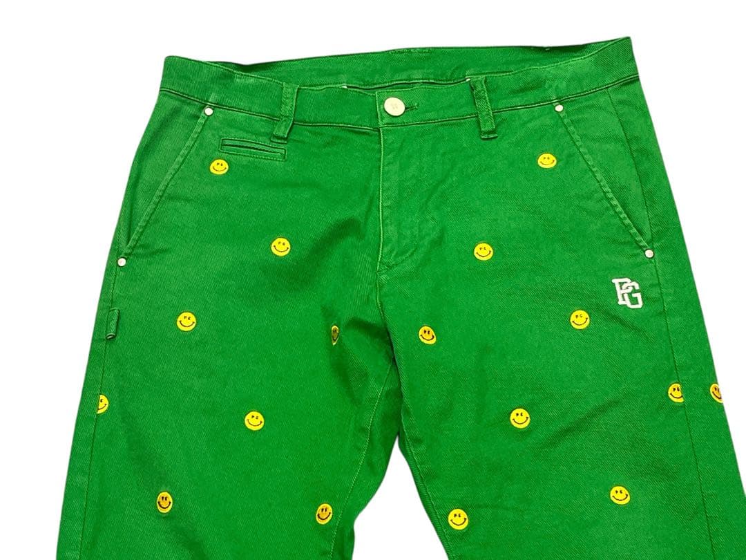 パーリーゲイツ　スマイル　総柄 パンツ　グリーン ゴルフ ストレッチ