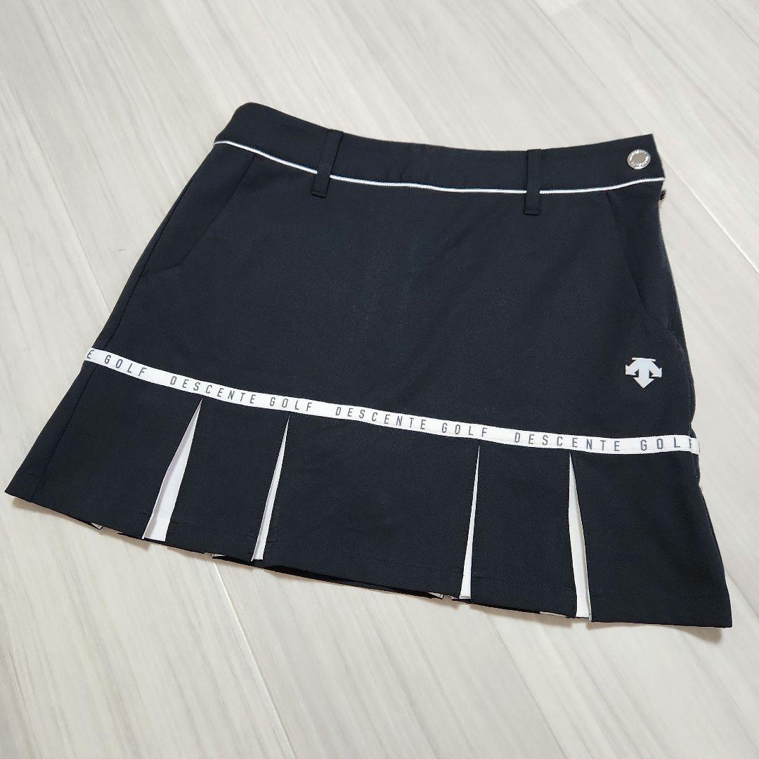 DESCENTE GOLF☆ストレッチボックスプリーツスカートパンツ一体型S 黒