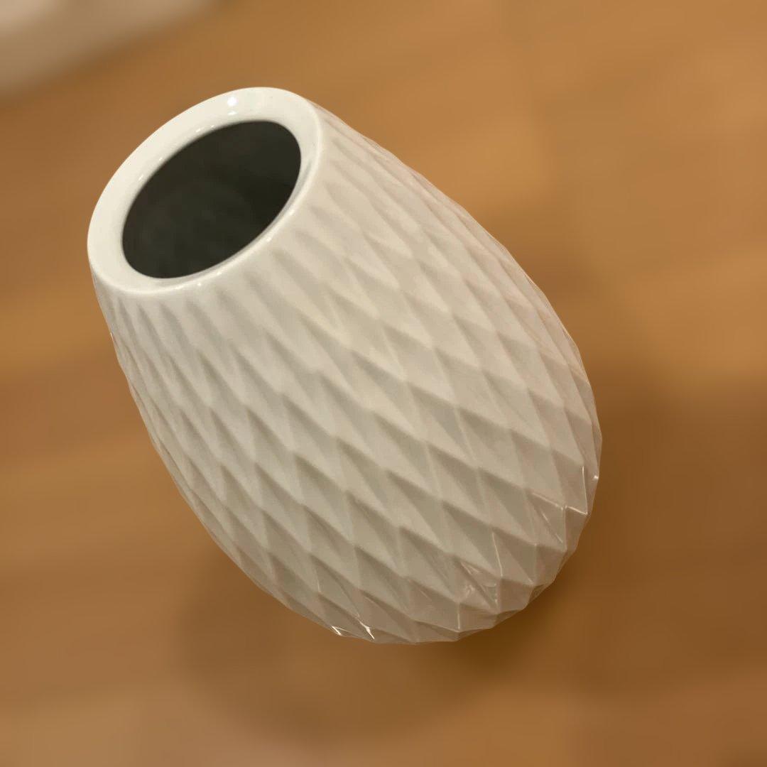 香蘭社　白磁ダイヤ　花瓶　陶磁器 299-NSR