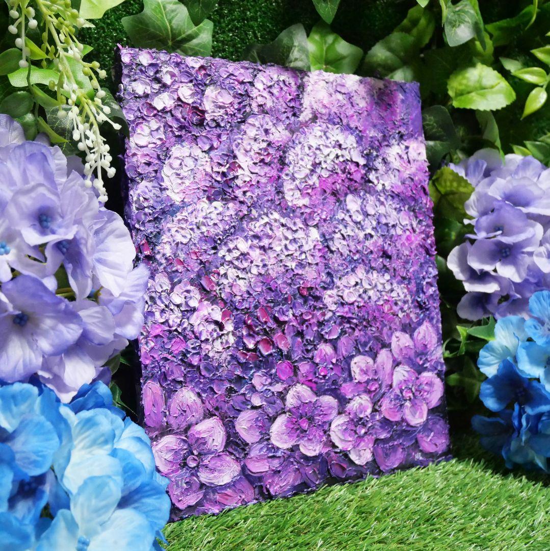 油絵 絵画 【紫の紫陽花】