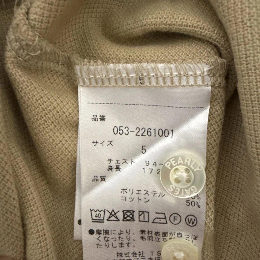 PEARLY GATES ゴルフ長袖ポロシャツ ボタンダウンサイズ5 ベージュ