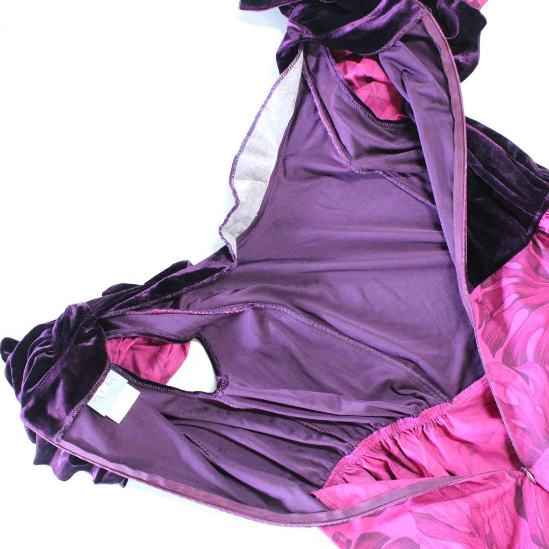 【フラダンス用衣装 美品 ベロア】ALOHAEMIKA パープル ムームードレス