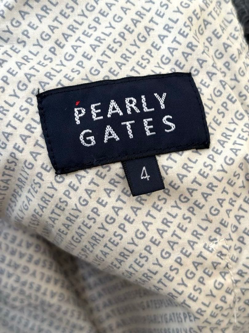 PEARLY GATES ゴルフパンツ　4　総ロゴ　ネイビー×ホワイト