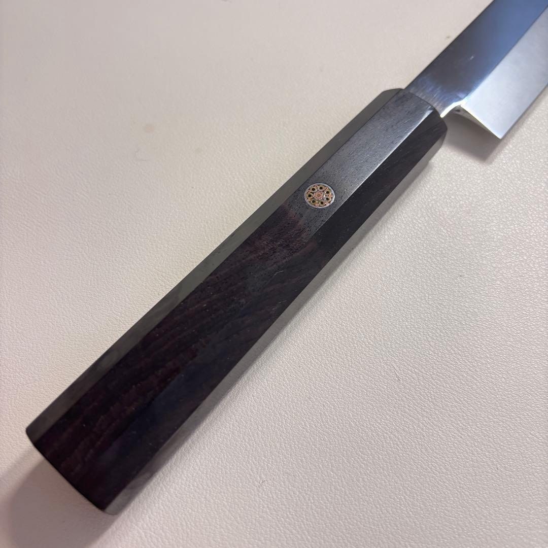【特価限定】270mm 切付柳刃包丁 鏡面　黒檀八角柄 刺身包丁 「全鋼」'ᘲ