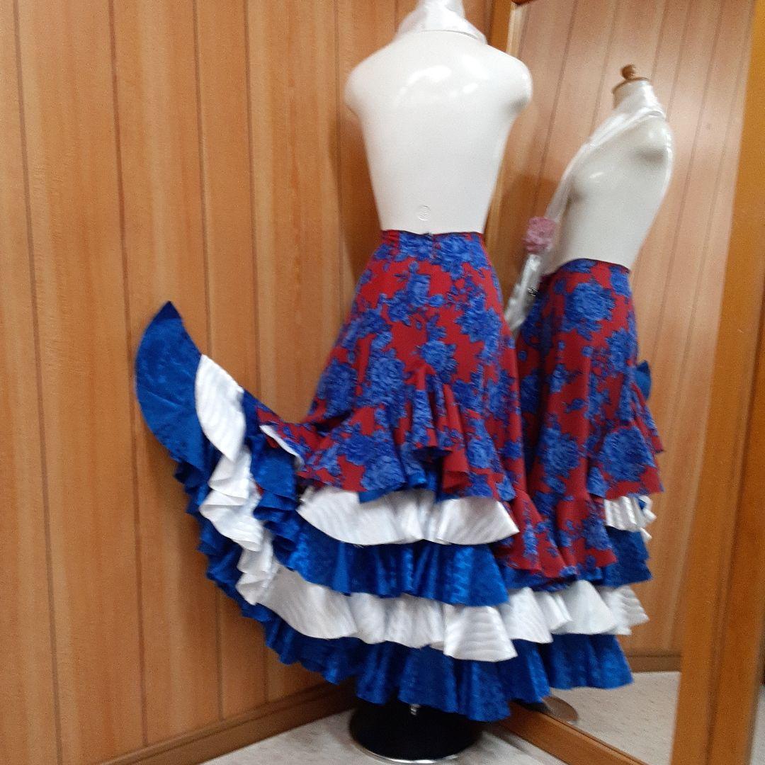 フラメンコ衣装　☆ファルダのみ　赤/青/白　軽くて華やかなファルダ
