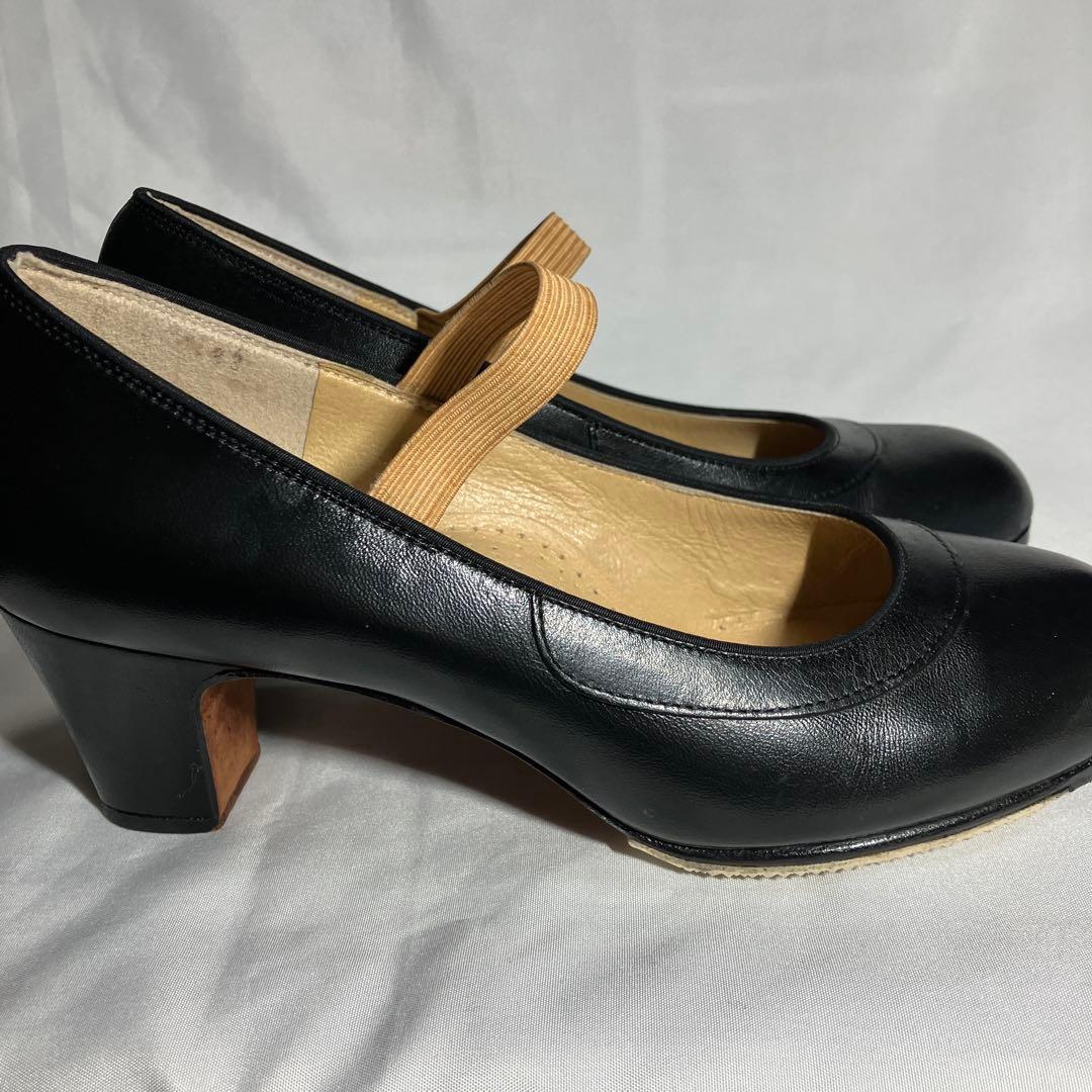 フラメンコシューズ チャコット Chacott 23cm 黒 レザー