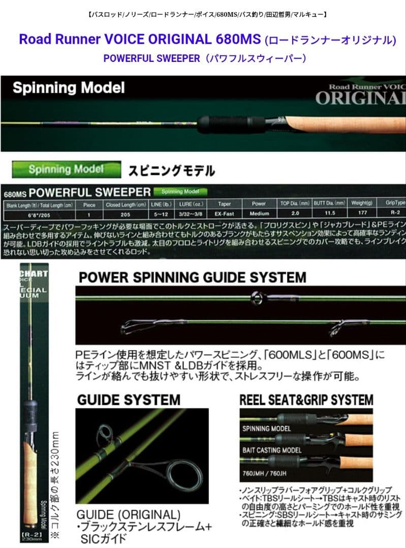 ノリーズ ロードランナーヴォイス680MS ワンピースロッド