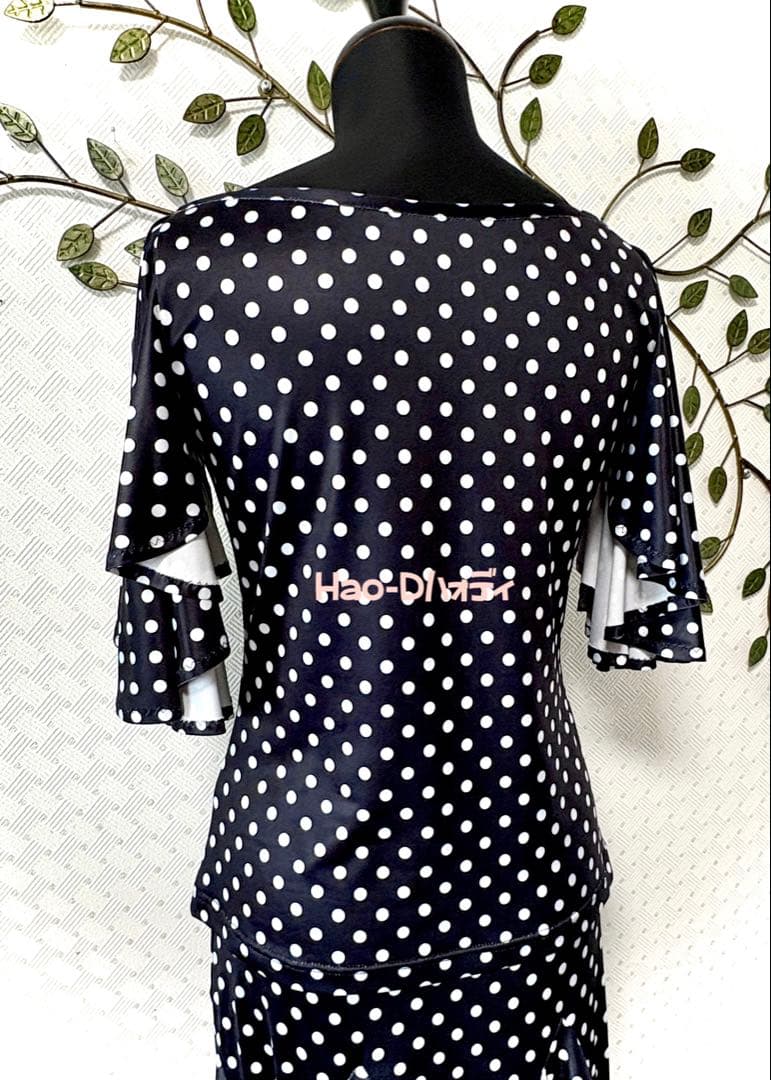 社交ダンス★新品★M★パーティー★レッスン★オリジナル★2点セット★水玉