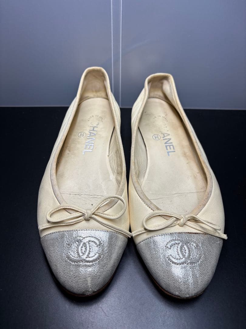 CHANEL バレエシューズ フラット シャネル バイカラー 36 1/2C