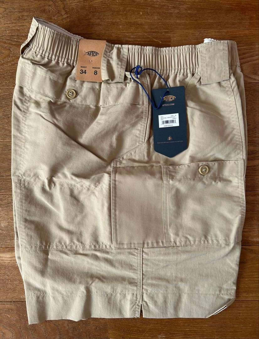 AFTCO Original Fishing Shorts Long M カーキ