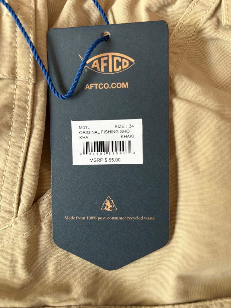 AFTCO Original Fishing Shorts Long M カーキ