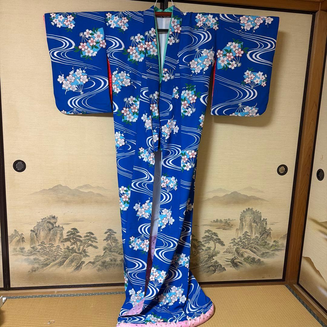 【美品】【高級】舞踊用 流水桜 引きずり Kimono