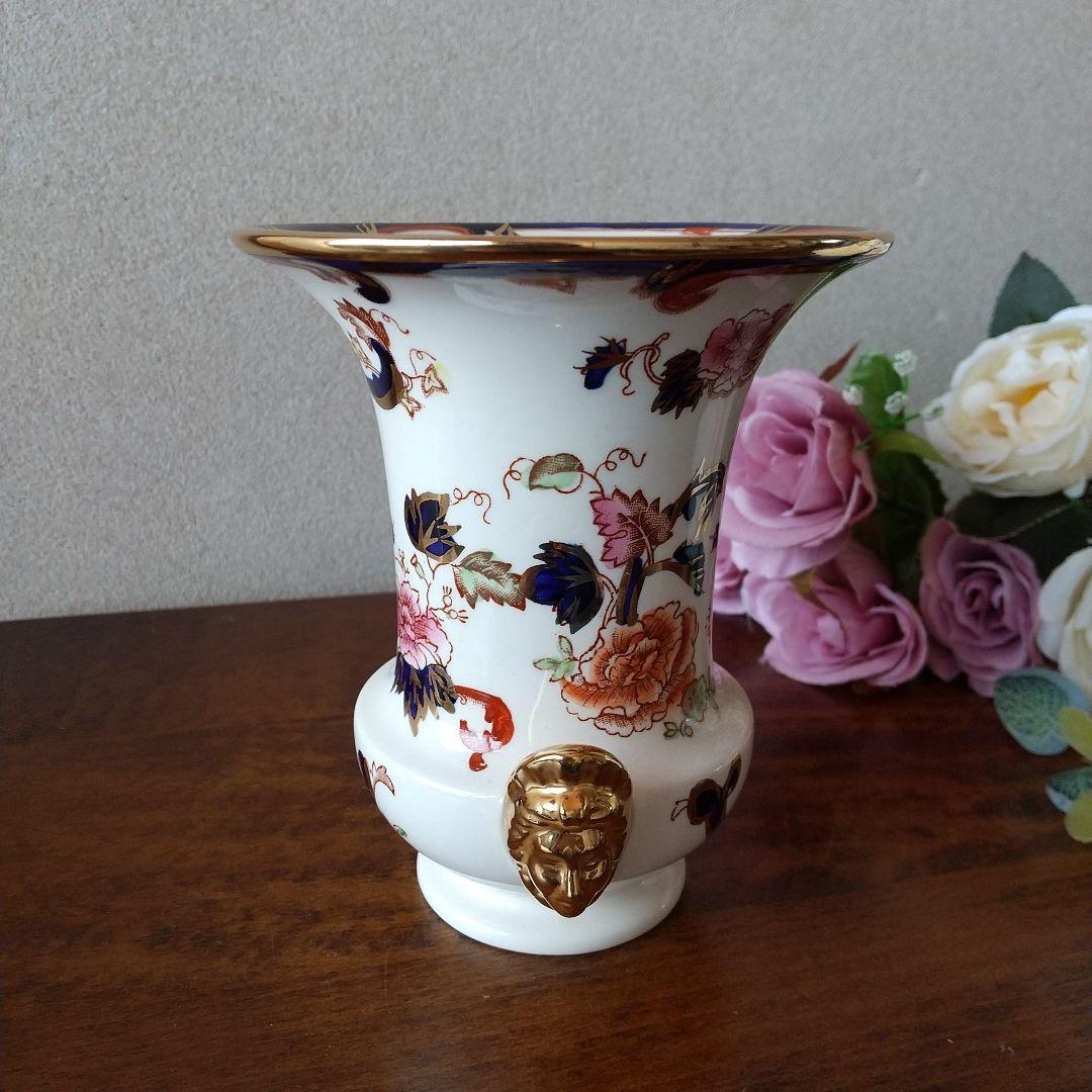 メイソンズ ブルーマンダレイ ゴールドマスク フラワーベース  花瓶