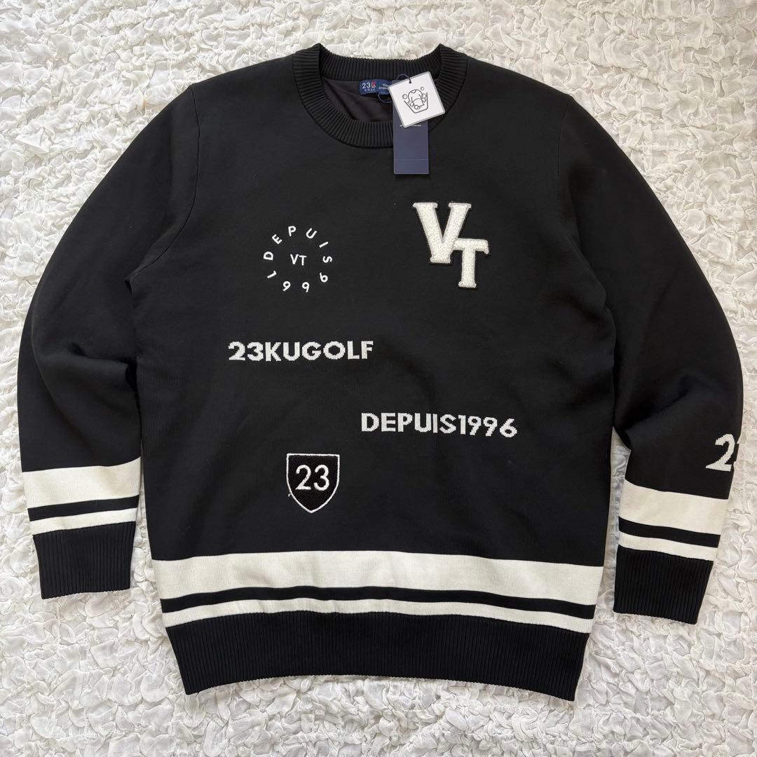 新品 23区GOLF【ウォッシャブル】グラフィックダブルジャガードニット