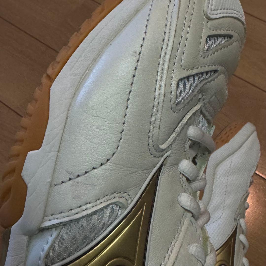 Mizuno ウエーブファング PRO バドミン ホワイト/ゴールド26.0cm