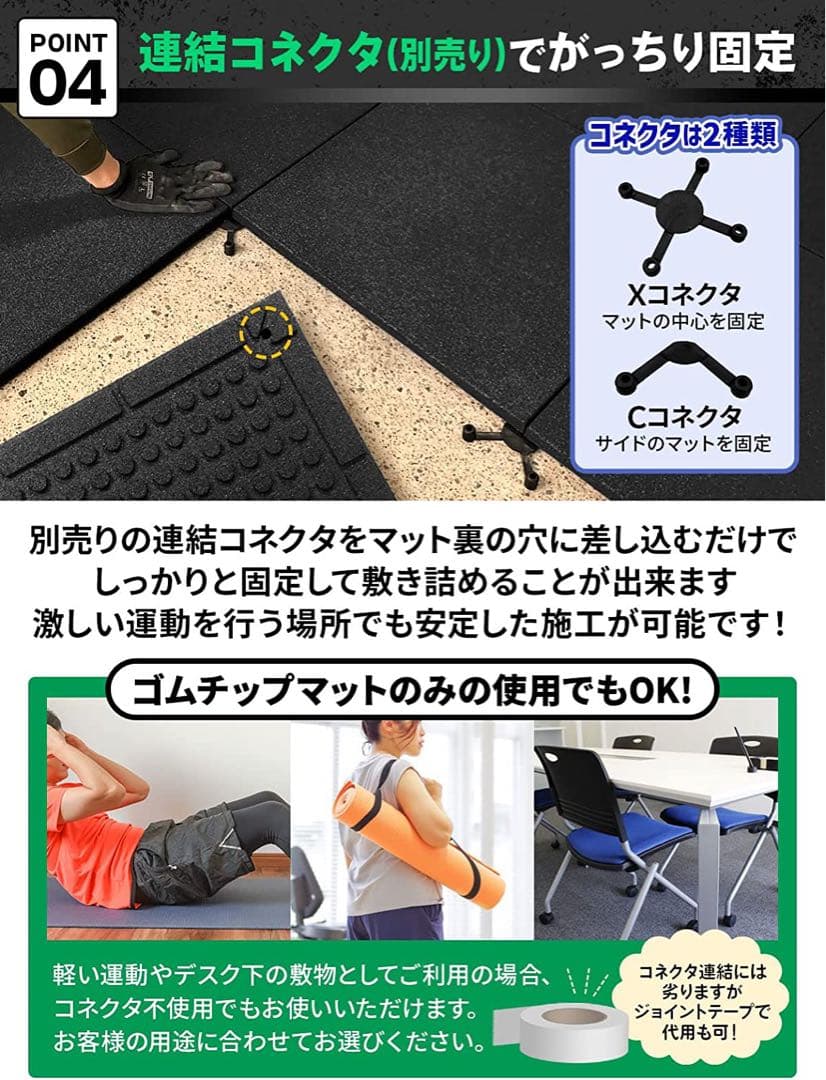 MUSCLE FACTORY ゴムチップマット25mm防音 衝撃吸収 筋トレ