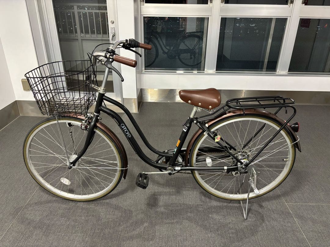 シティサイクル 黒色 前バスケット付き