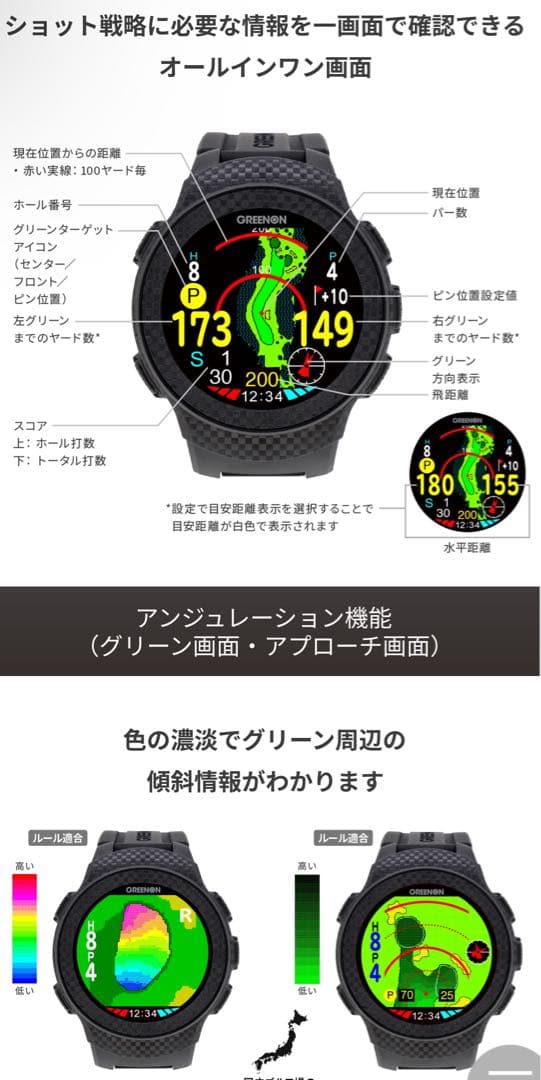 グリーンオン THE GOLF WATCH AⅡ 美品