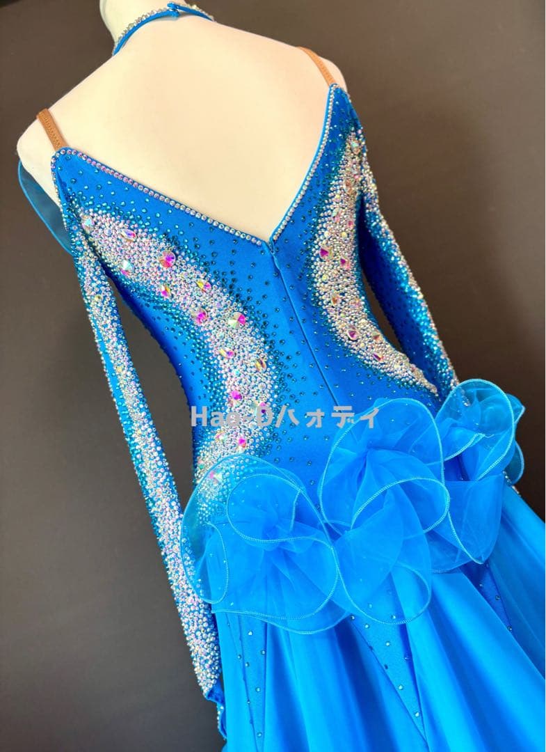 新品★ダンスドレス★スタンダード★社交ダンス★競技会★パーティー★コバルトブルー