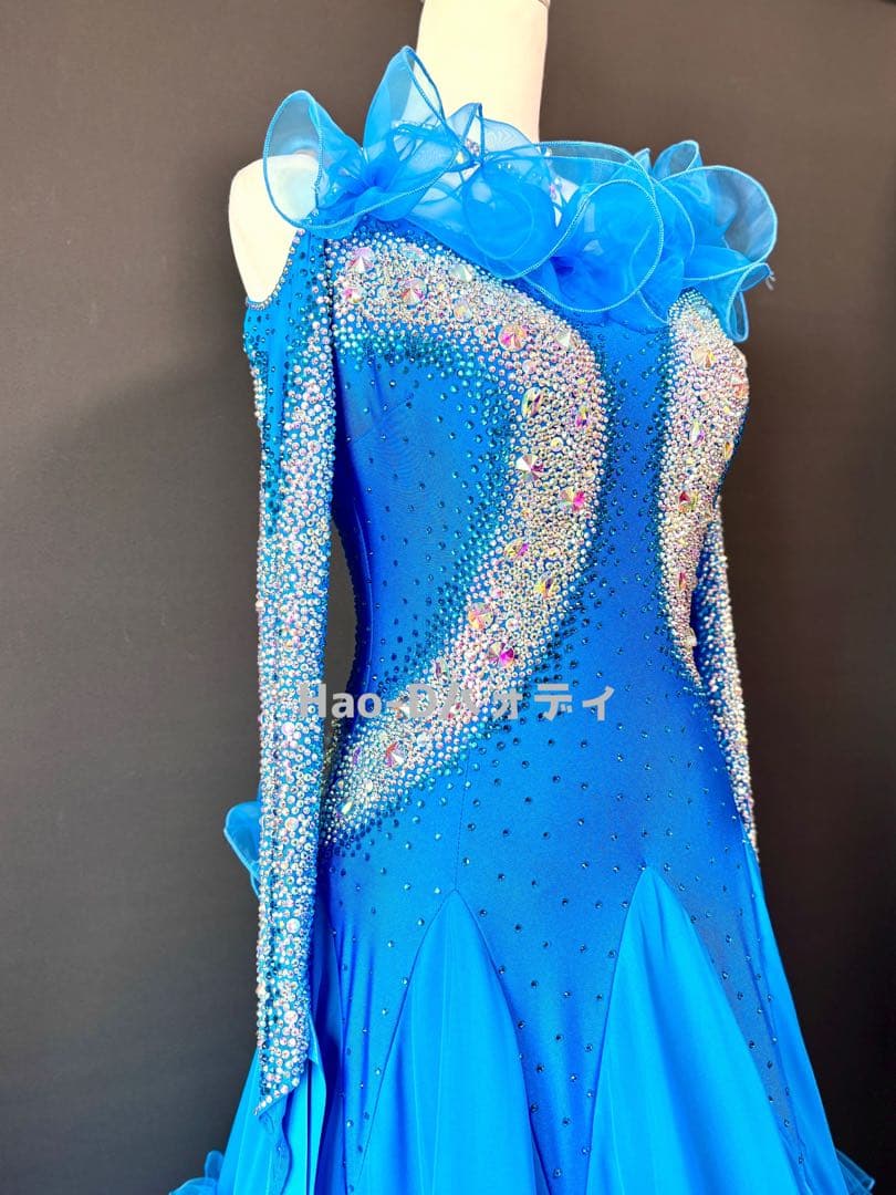 新品★ダンスドレス★スタンダード★社交ダンス★競技会★パーティー★コバルトブルー