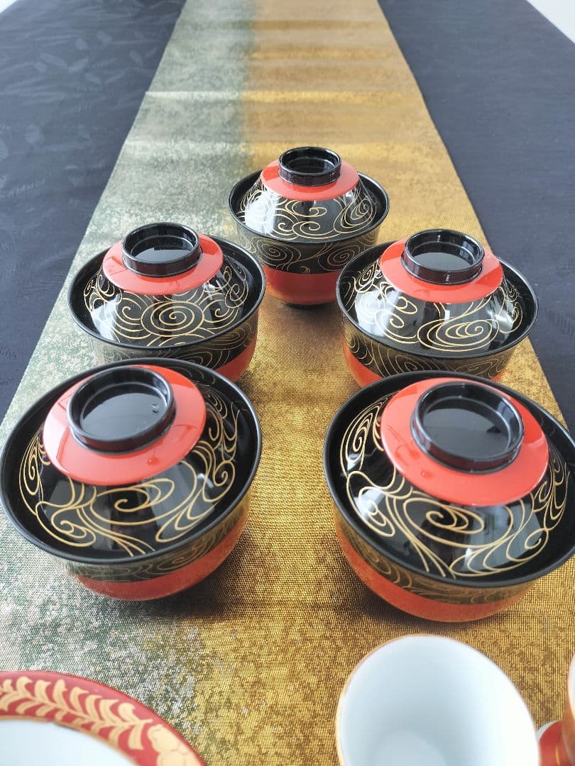 A657★有田焼、高台、酒杯、漆器おわんセット（おわん新品未使用）13点