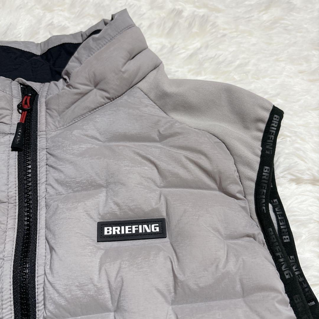 【美品】BRIEFING ブリーフィング ダウンベスト ゴルフ グレー L ロゴ