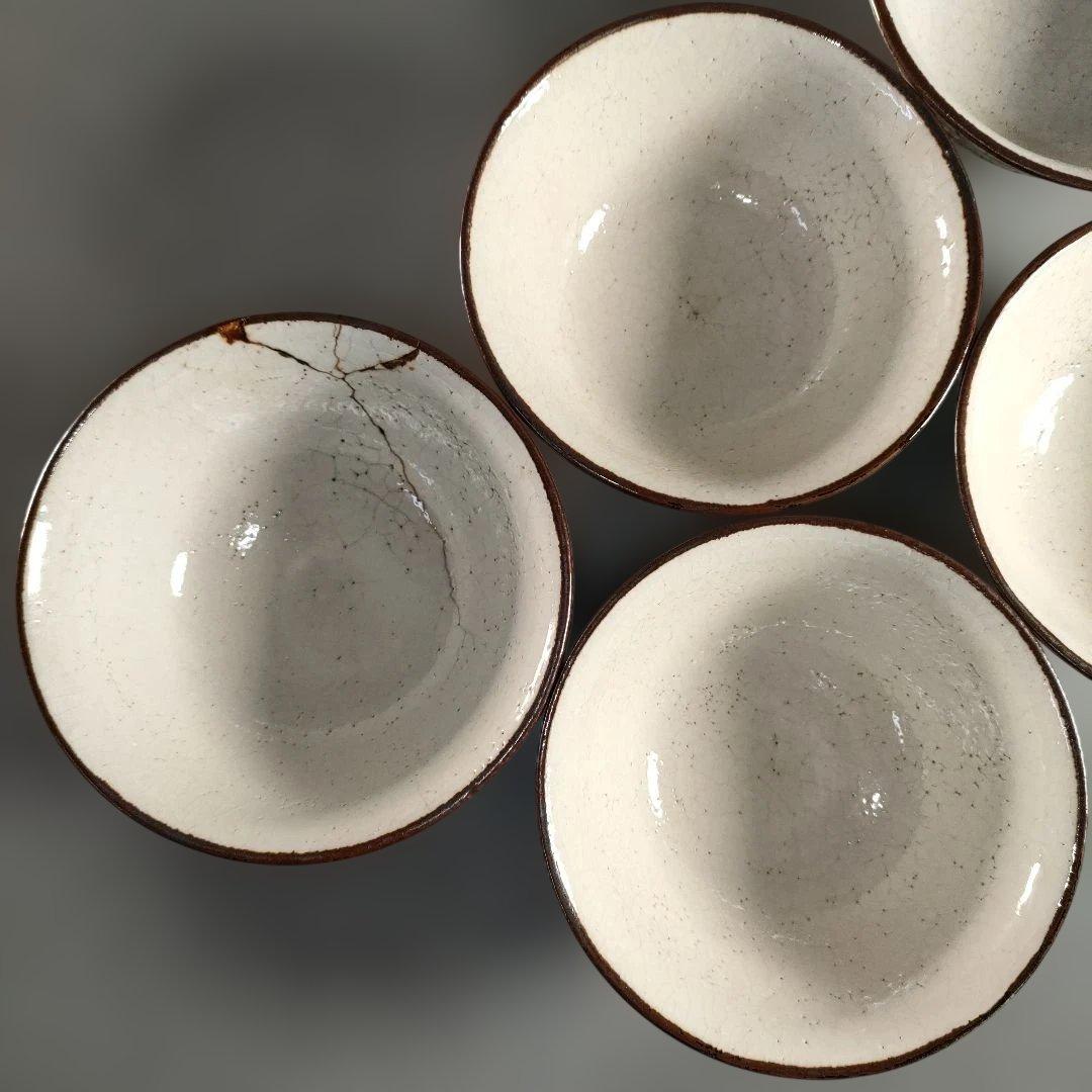 A1361-2/清水六兵衛/飯茶碗5客/共箱/蓋茶碗/向付/小鉢/蓋物/懐石道具