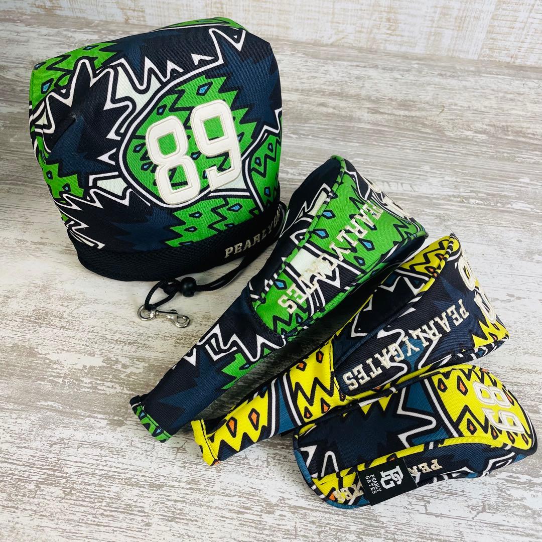 【限定品】パーリーゲイツ パイナップル総柄キャディバッグ【ヘッドカバー多数付属】