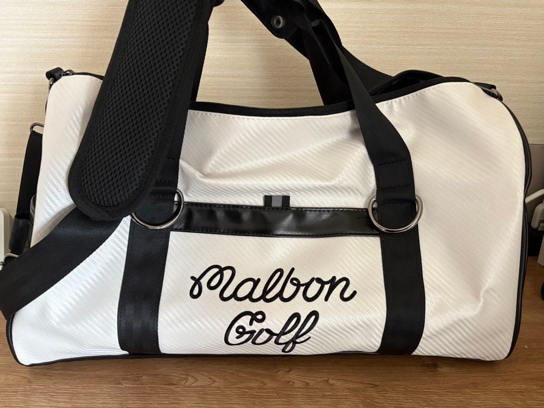Malbon Golfマルボンゴルフ ボストンバッグ ゴルフバッグ 白 ブラック
