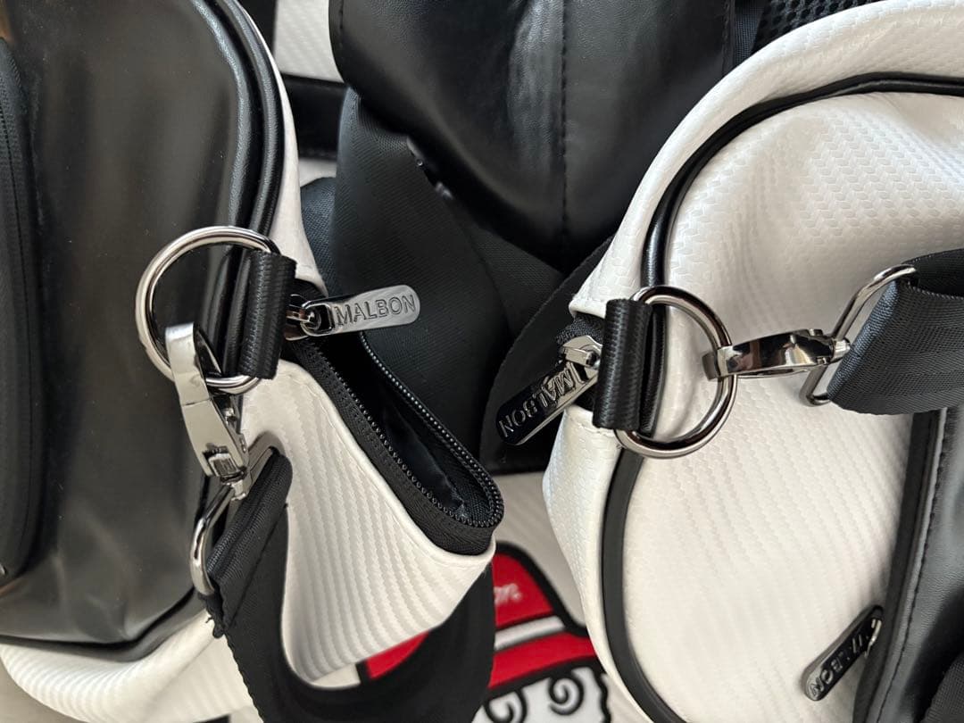 Malbon Golfマルボンゴルフ ボストンバッグ ゴルフバッグ 白 ブラック