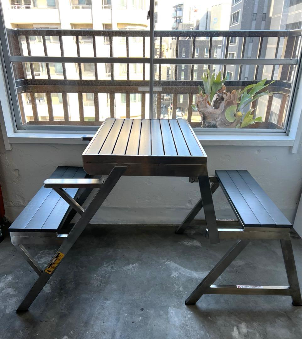 テーブル・チェア・ハンモック DULTON STAINLESS TABLE & BENCH WPC