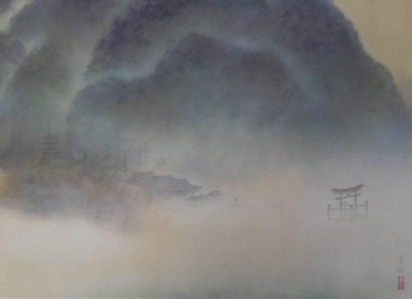 小林古径、伊都岐島（宮島）、豪華・希少・大判画集画、新品高級額・額装付