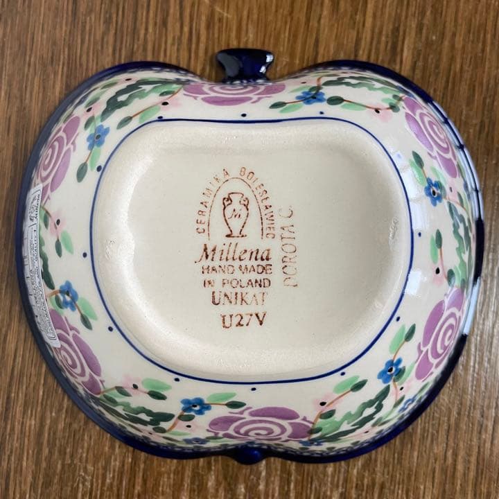 ポーリッシュポタリー　新品　りんご型ボウル