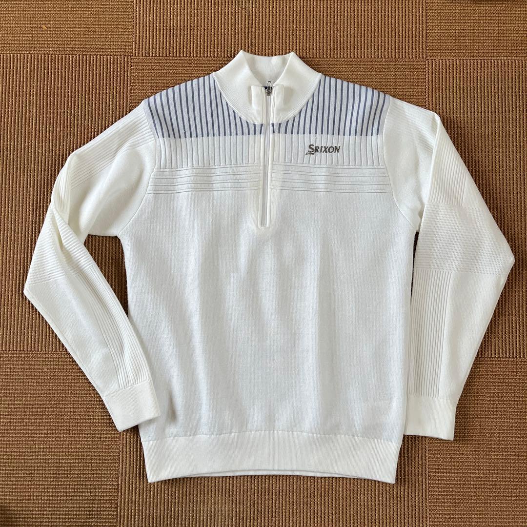 Srixon ニットセーター L オフホワイト&シルバーストライプ