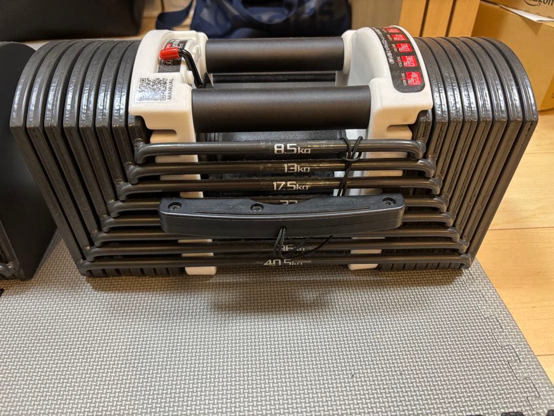 ①FIELDOOR 可変式ブロックダンベル 片方最大40.5kg×2