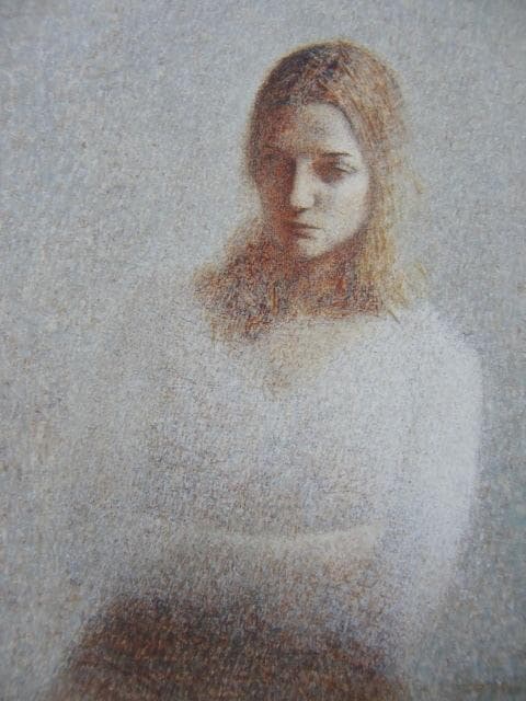 早川俊二、【腕を組む女性（Ｉ）】、希少な画集画、新品高級額 額装付、状態良好
