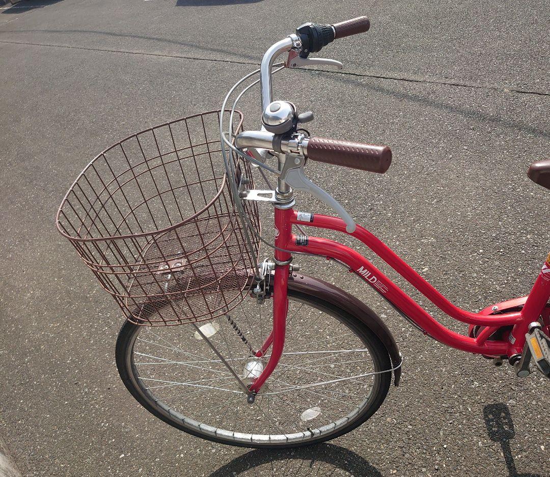 【群馬県お引取】　26インチ　自転車　オートライト　変速ギア　レッド×ブラウン
