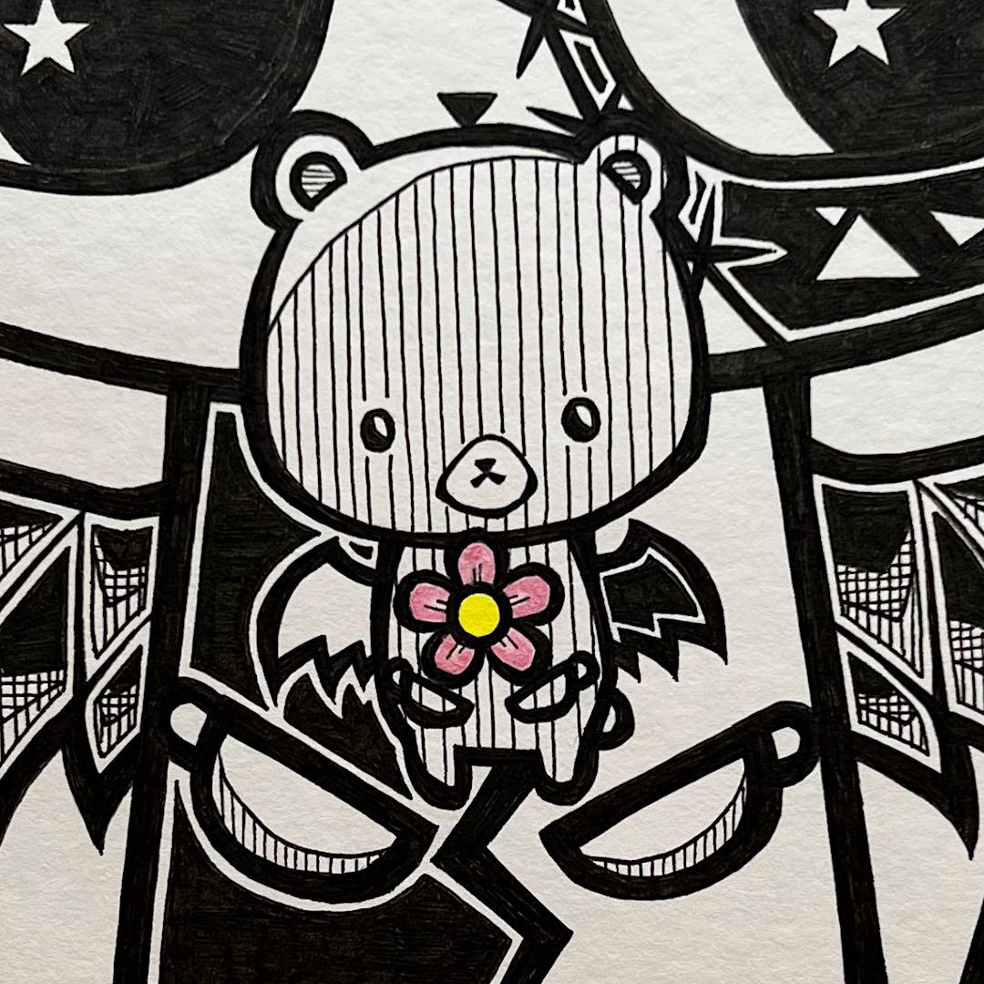 動物画 原画 絵 手描き 癒し 猫 くまさん 一点物 額縁付『優しさのかけら』