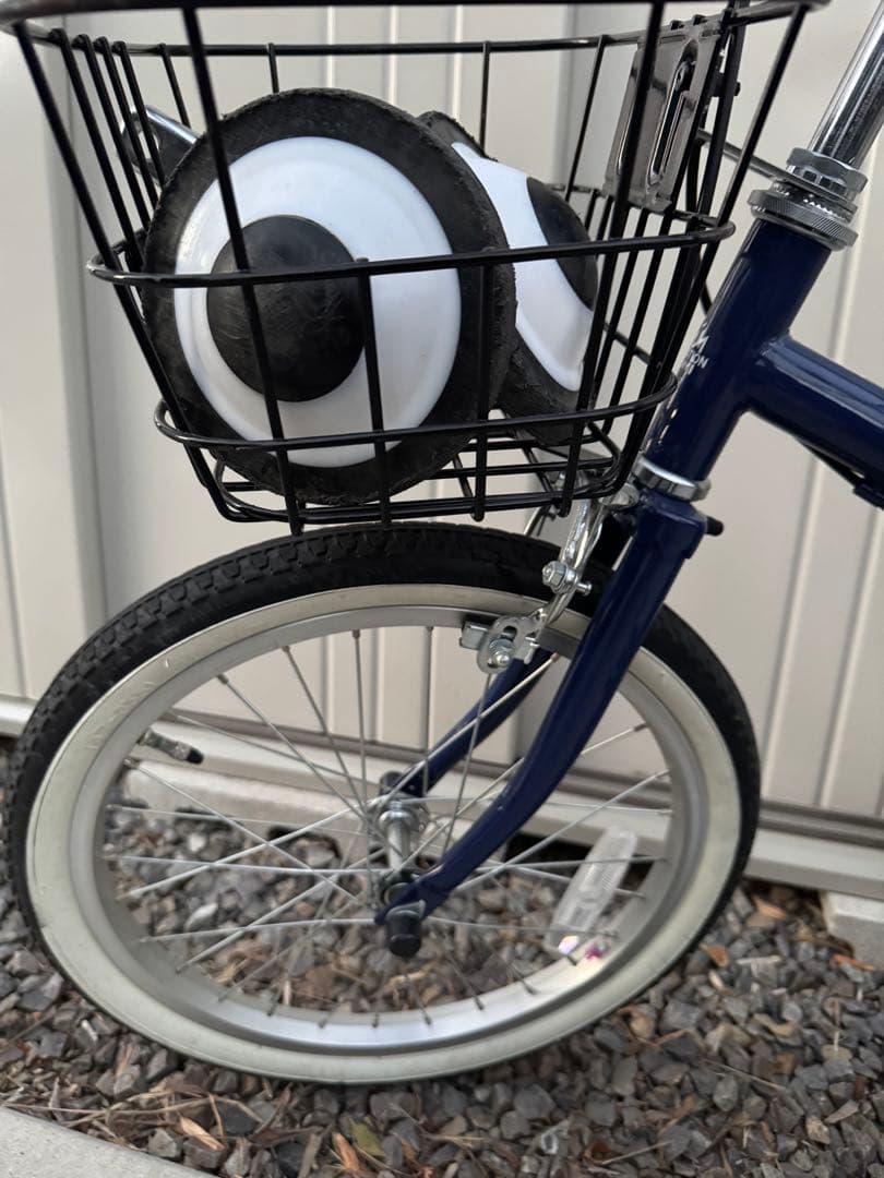 【愛知直渡】子供用自転車 18インチ　ネイビー カゴ・補助輪付き　美品